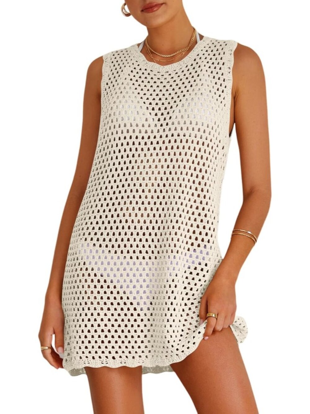 Women's Apricot Beach Bathing Suit Cover Ups Crochet Swimwear Summer Outfits